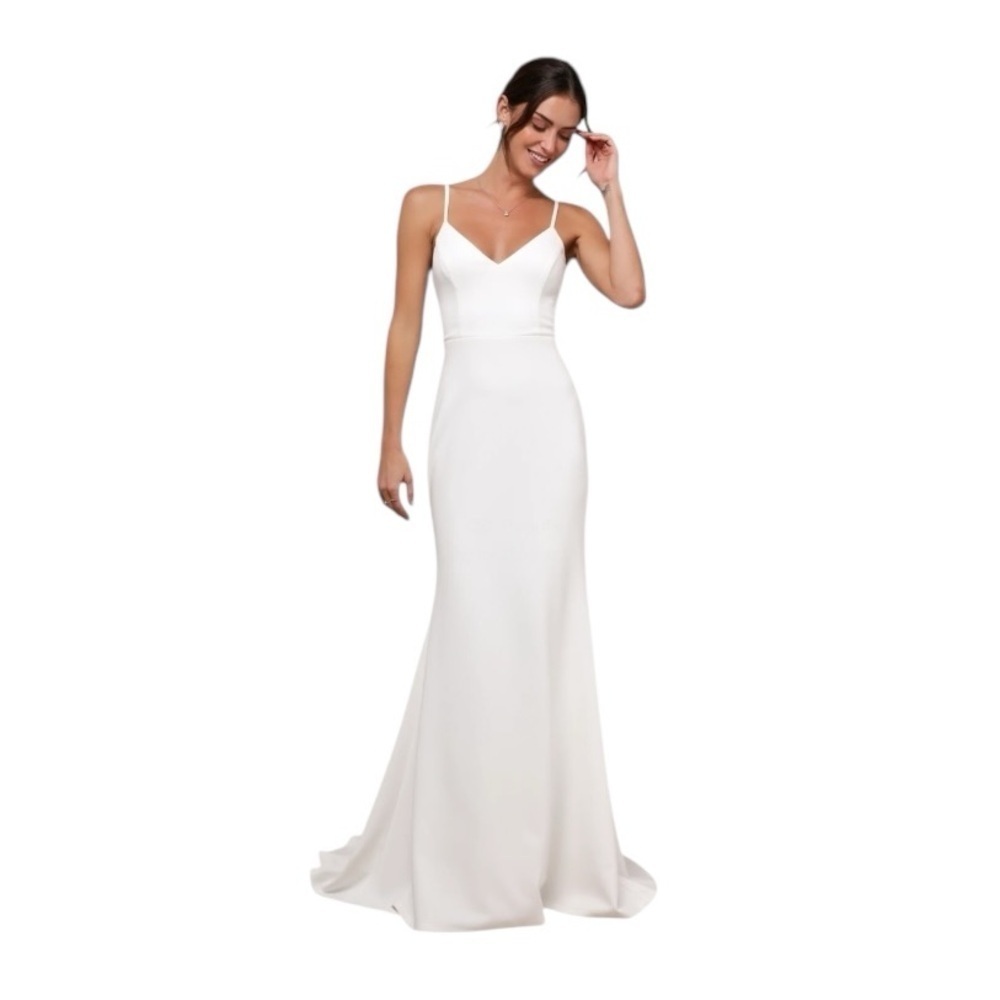 NEW Lulus Feeling of Forever White Sleeveless Mermaid Maxi Dress Large #1562